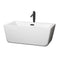 Wyndham Laura 59" Soaking Bathtub In White With Floor Mounted Faucet Drain And Overflow Trim In Matte Black WCOBT100559MBATPBK