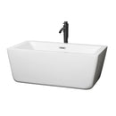 Wyndham Laura 59" Soaking Bathtub In White With Polished Chrome Trim And Floor Mounted Faucet In Matte Black WCOBT100559PCATPBK