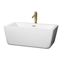 Wyndham Laura 59" Soaking Bathtub In White With Polished Chrome Trim And Floor Mounted Faucet In Brushed Gold WCOBT100559PCATPGD