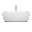 Wyndham Laura 59" Soaking Bathtub in White with Shiny White Trim and Floor Mounted Faucet in Matte Black WCOBT100559SWATPBK