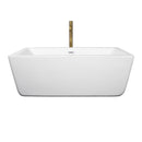 Wyndham Laura 59" Soaking Bathtub in White with Shiny White Trim and Floor Mounted Faucet in Brushed Gold WCOBT100559SWATPGD