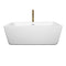 Wyndham Laura 59" Soaking Bathtub in White with Shiny White Trim and Floor Mounted Faucet in Brushed Gold WCOBT100559SWATPGD