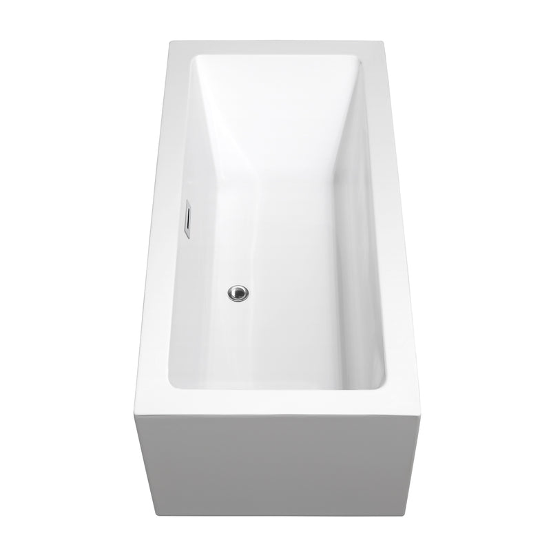 Wyndham Melody 60" Freestanding Bathtub in White with Polished Chrome Drain and Overflow Trim WCOBT101160