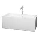 Wyndham Melody 60" Freestanding Bathtub In White With Floor Mounted Faucet Drain And Overflow Trim In Polished Chrome WCOBT101160ATP11PC