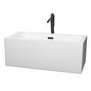 Wyndham Melody 60" Freestanding Bathtub In White With Floor Mounted Faucet Drain And Overflow Trim In Matte Black WCOBT101160MBATPBK