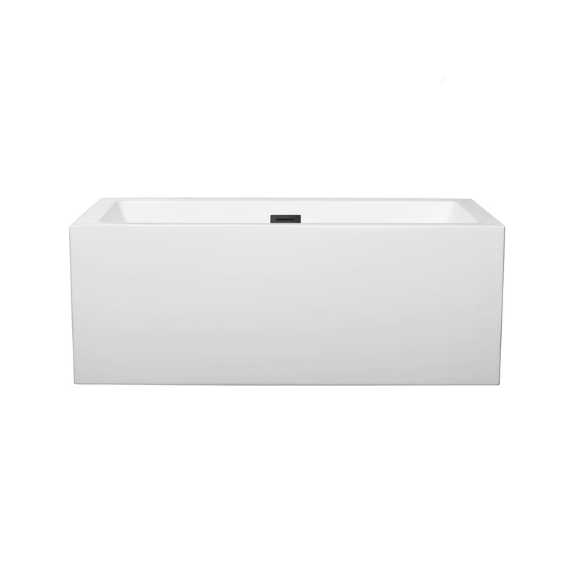 Wyndham Melody 60" Freestanding Bathtub in White with Matte Black Drain and Overflow Trim WCOBT101160MBTRIM