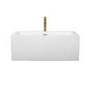 Wyndham Melody 60" Freestanding Bathtub in White with Polished Chrome Trim and Floor Mounted Faucet in Brushed Gold WCOBT101160PCATPGD