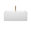 Wyndham Melody 60" Freestanding Bathtub in White with Shiny White Trim and Floor Mounted Faucet in Brushed Gold WCOBT101160SWATPGD