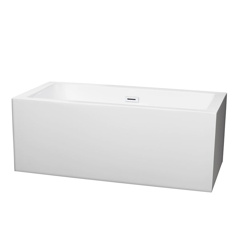 Wyndham Melody 60" Freestanding Bathtub In White With Shiny White Drain And Overflow Trim WCOBT101160SWTRIM