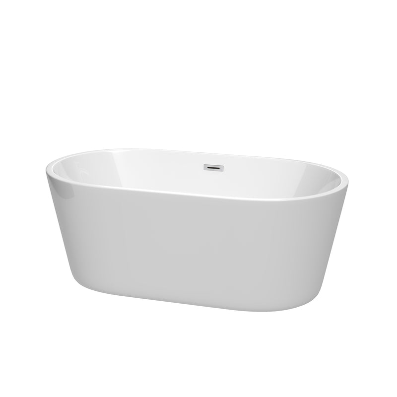 Wyndham Carissa 60" Soaking Bathtub In White With Polished Chrome Trim WCOBT101260