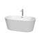 Wyndham Carissa 60" Soaking Bathtub In White Brushed Nickel Trim And Brushed Nickel Mounted Faucet WCOBT101260ATP11BN