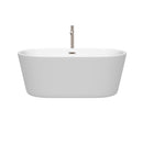 Wyndham Carissa 60" Soaking Bathtub in White Brushed Nickel Trim and Brushed Nickel Mounted Faucet WCOBT101260ATP11BN