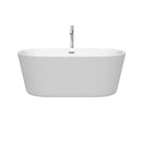 Wyndham Carissa 60" Soaking Bathtub in White Polished Chrome Trim and Polished Chrome Floor Mounted Faucet WCOBT101260ATP11PC