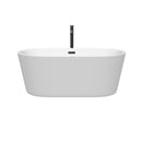 Wyndham Carissa 60" Soaking Bathtub in White with Floor Mounted Faucet Drain and Overflow Trim in Matte Black WCOBT101260MBATPBK