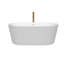 Wyndham Carissa 60" Soaking Bathtub in White with Shiny White Trim and Floor Mounted Faucet in Brushed Gold WCOBT101260SWATPGD