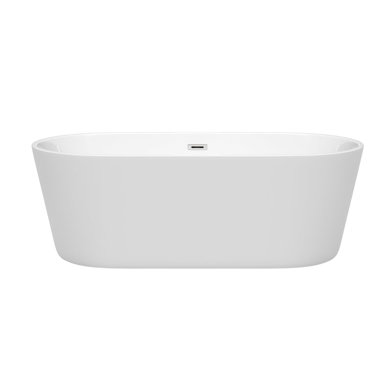 Wyndham Carissa 67" Soaking Bathtub in White with Polished Chrome Trim WCOBT101267