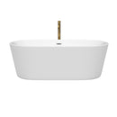 Wyndham Carissa 67" Soaking Bathtub in White with Polished Chrome Trim and Floor Mounted Faucet in Brushed Gold WCOBT101267PCATPGD