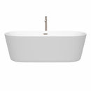 Wyndham Carissa 71" Soaking Bathtub in White Brushed Nickel Trim and Brushed Nickel Mounted Faucet WCOBT101271ATP11BN