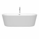 Wyndham Carissa 71" Soaking Bathtub in White Polished Chrome Trim and Polished Chrome Floor Mounted Faucet WCOBT101271ATP11PC