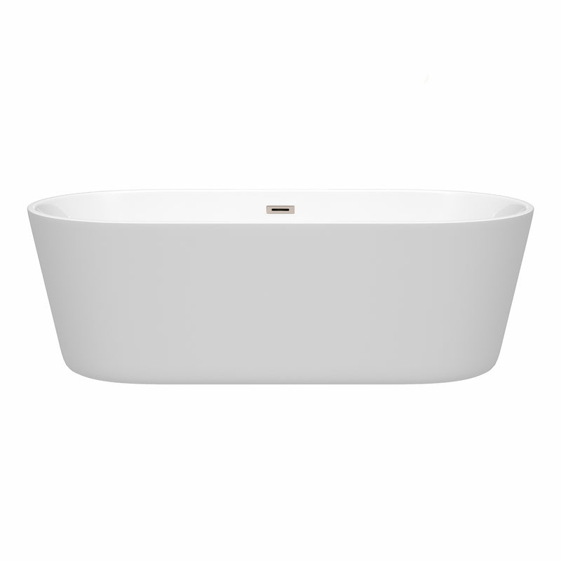 Wyndham Carissa 71" Soaking Bathtub in White with Brushed Nickel Trim WCOBT101271BNTRIM