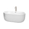 Wyndham Juliette 60" Soaking Bathtub In White Brushed Nickel Trim And Brushed Nickel Mounted Faucet WCOBT101360ATP11BN