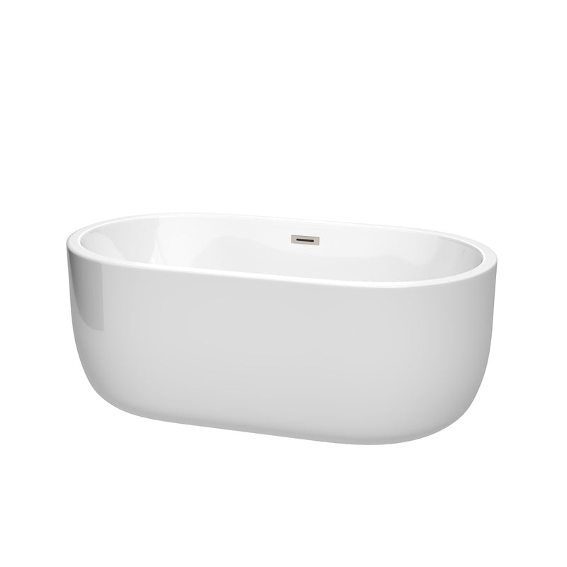 Wyndham Juliette 60" Soaking Bathtub In White With Brushed Nickel Trim WCOBT101360BNTRIM