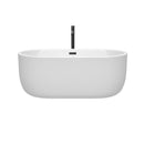 Wyndham Juliette 60" Soaking Bathtub in White with Floor Mounted Faucet Drain and Overflow Trim in Matte Black WCOBT101360MBATPBK