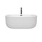 Wyndham Juliette 60" Soaking Bathtub in White with Floor Mounted Faucet Drain and Overflow Trim in Matte Black WCOBT101360MBATPBK