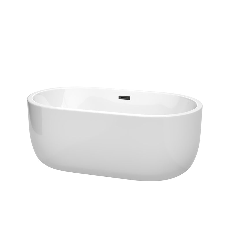 Wyndham Juliette 60" Soaking Bathtub In White With Matte Black Trim WCOBT101360MBTRIM