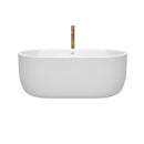 Wyndham Juliette 60" Soaking Bathtub in White with Shiny White Trim and Floor Mounted Faucet in Brushed Gold WCOBT101360SWATPGD