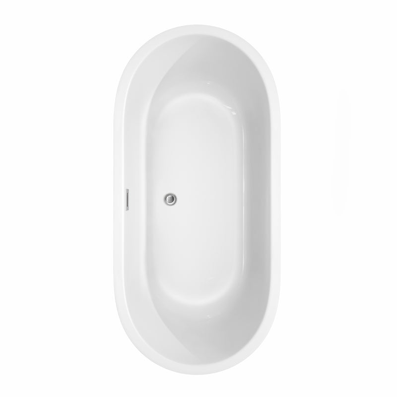 Wyndham Juliette 67" Soaking Bathtub in White with Polished Chrome Trim WCOBT101367