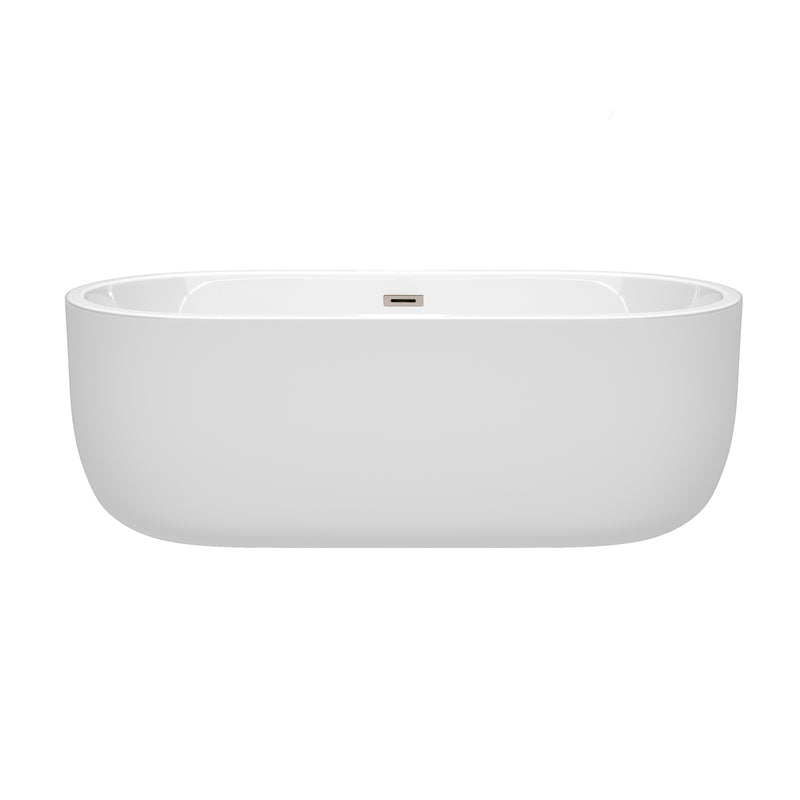 Wyndham Juliette 67" Soaking Bathtub in White with Brushed Nickel Trim WCOBT101367BNTRIM