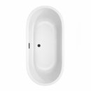 Wyndham Juliette 67" Soaking Bathtub in White with Floor Mounted Faucet Drain and Overflow Trim in Matte Black WCOBT101367MBATPBK