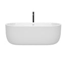 Wyndham Juliette 67" Soaking Bathtub in White with Shiny White Trim and Floor Mounted Faucet in Matte Black WCOBT101367SWATPBK