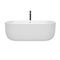 Wyndham Juliette 67" Soaking Bathtub in White with Shiny White Trim and Floor Mounted Faucet in Matte Black WCOBT101367SWATPBK