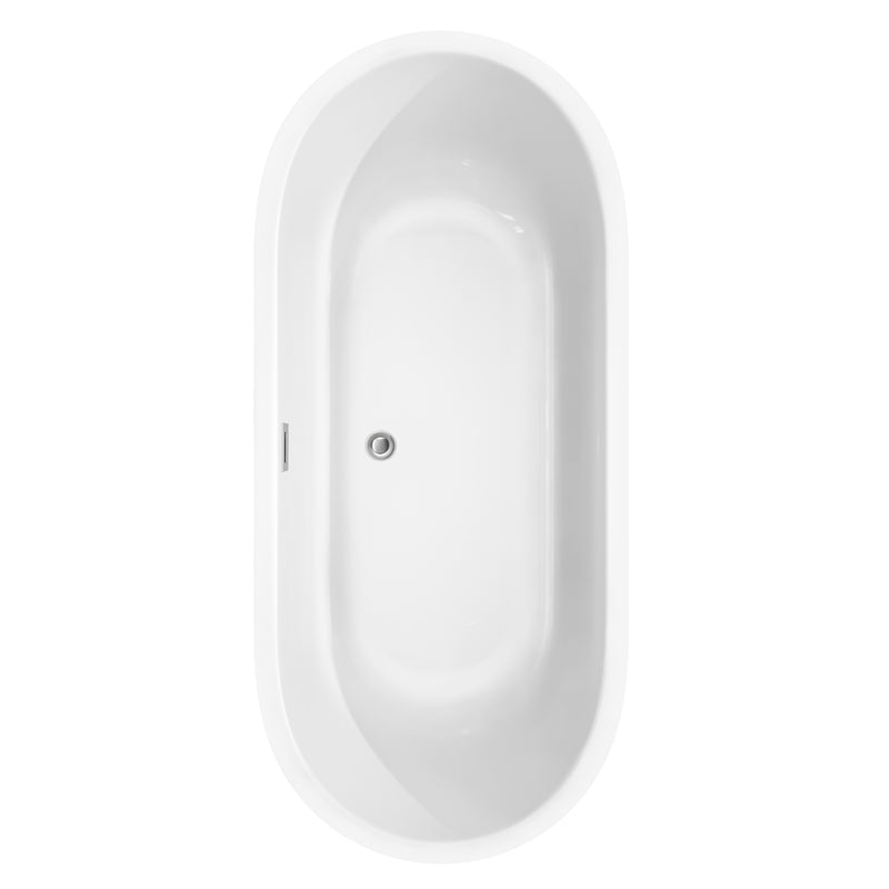 Wyndham Juliette 71" Soaking Bathtub in White with Polished Chrome Trim WCOBT101371