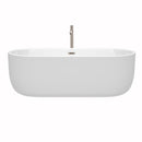 Wyndham Juliette 71" Soaking Bathtub in White Brushed Nickel Trim and Brushed Nickel Mounted Faucet WCOBT101371ATP11BN