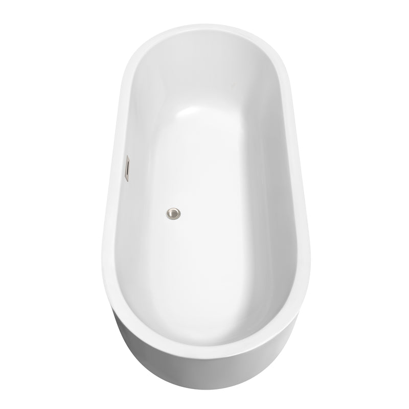 Wyndham Juliette 71" Soaking Bathtub in White with Brushed Nickel Trim WCOBT101371BNTRIM