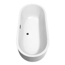 Wyndham Juliette 71" Soaking Bathtub in White with Floor Mounted Faucet Drain and Overflow Trim in Matte Black WCOBT101371MBATPBK