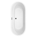 Wyndham Juliette 71" Soaking Bathtub in White with Floor Mounted Faucet Drain and Overflow Trim in Matte Black WCOBT101371MBATPBK