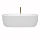 Wyndham Juliette 71" Soaking Bathtub in White with Polished Chrome Trim and Floor Mounted Faucet in Brushed Gold WCOBT101371PCATPGD