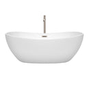 Wyndham Rebecca 65" Soaking Bathtub in White Brushed Nickel Trim and Brushed Nickel Mounted Faucet WCOBT101465ATP11BN