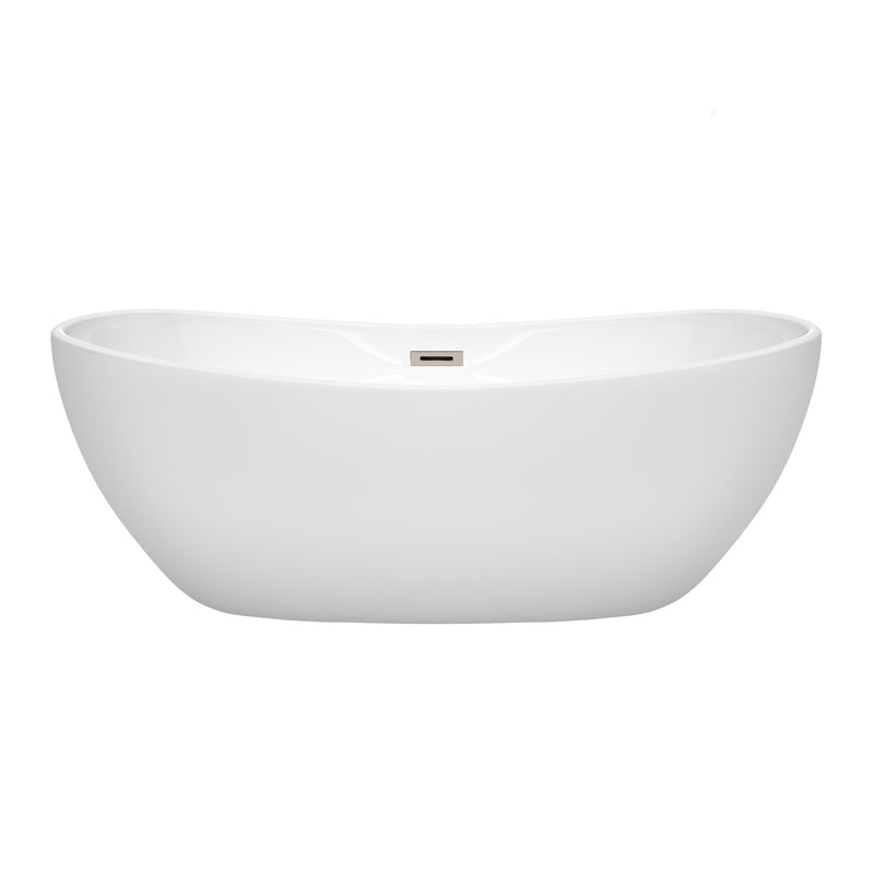 Wyndham Rebecca 65" Soaking Bathtub in White with Brushed Nickel Trim WCOBT101465BNTRIM