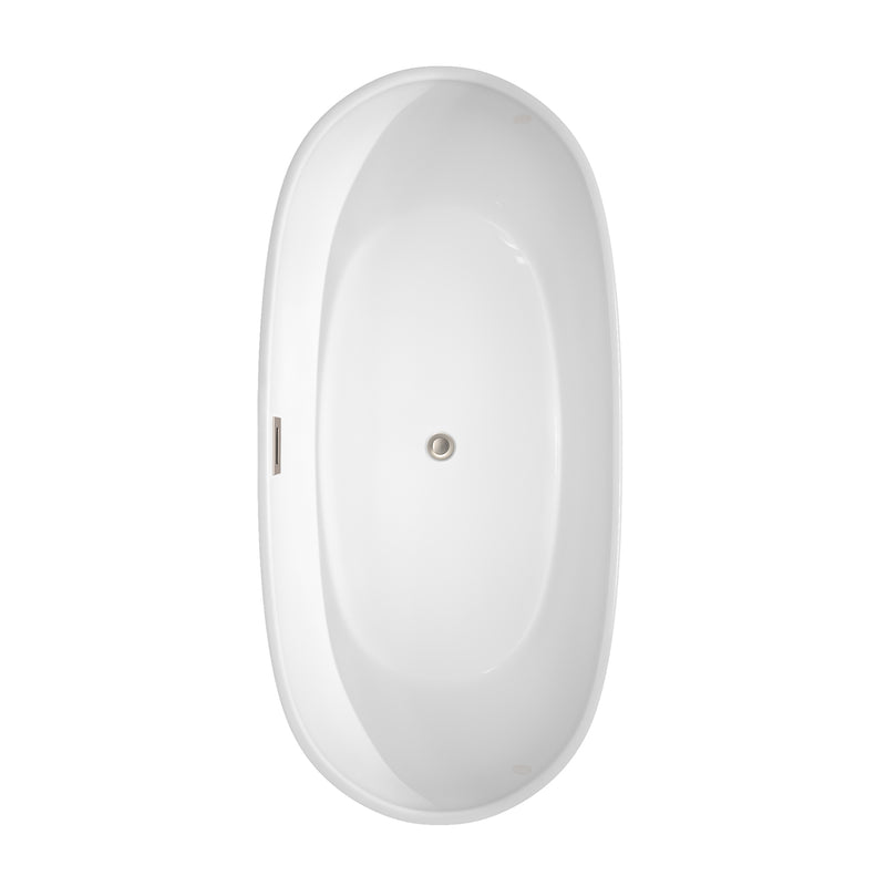 Wyndham Rebecca 65" Soaking Bathtub in White with Brushed Nickel Trim WCOBT101465BNTRIM