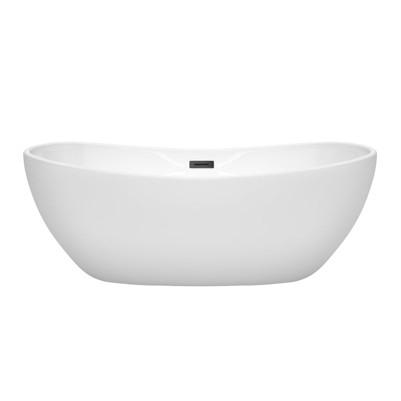 Wyndham Rebecca 65" Soaking Bathtub in White with Matte Black Trim WCOBT101465MBTRIM