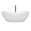 Wyndham Rebecca 65" Soaking Bathtub in White with Polished Chrome Trim and Floor Mounted Faucet in Matte Black WCOBT101465PCATPBK