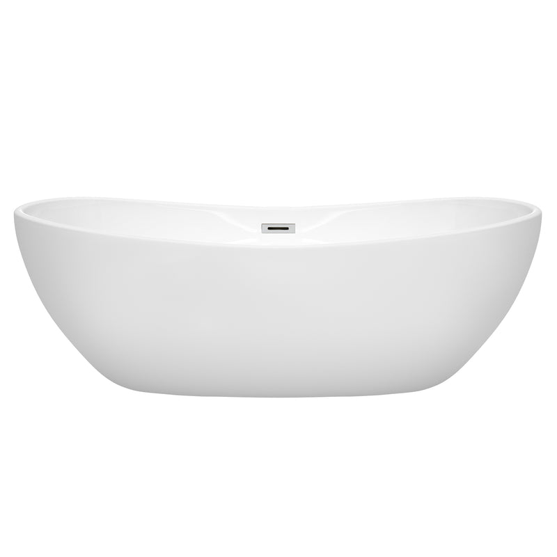 Wyndham Rebecca 70" Soaking Bathtub in White with Polished Chrome Trim WCOBT101470