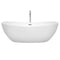 Wyndham Rebecca 70" Soaking Bathtub in White Polished Chrome Trim and Polished Chrome Floor Mounted Faucet WCOBT101470ATP11PC