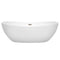 Wyndham Rebecca 70" Soaking Bathtub in White with Brushed Nickel Trim WCOBT101470BNTRIM