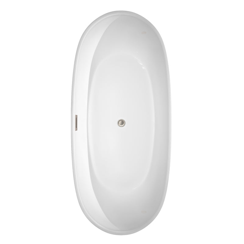 Wyndham Rebecca 70" Soaking Bathtub in White with Brushed Nickel Trim WCOBT101470BNTRIM